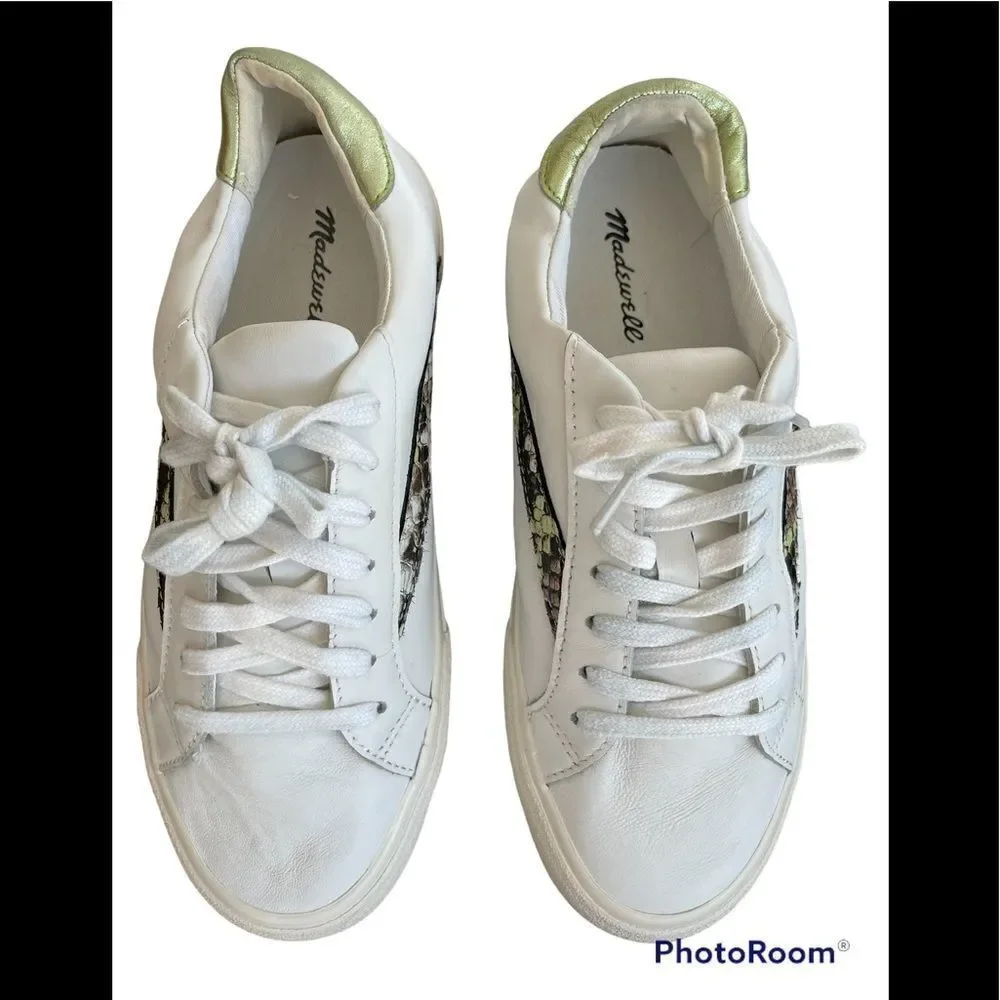Madewell Womens Sidewalk Low Top Sneakers Snake Print Leather size 7